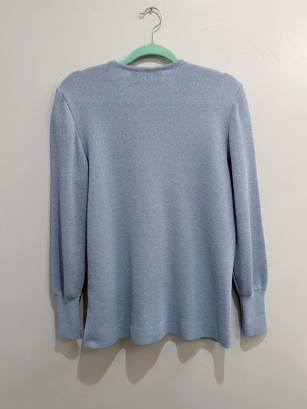 Vintage 70s Castleberry Knit Henly Tunic Top Light Blue Gold Buttons Size M / L - Picture 9 of 14